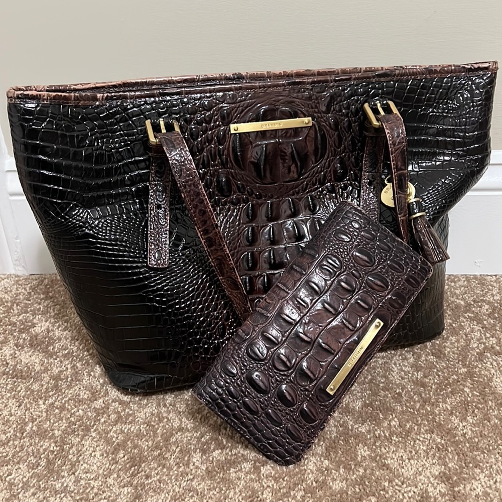 BRAHMIN Medium Asher Melbourne Handbag & Wallet COMBO  •Pet & Smoke FREE•